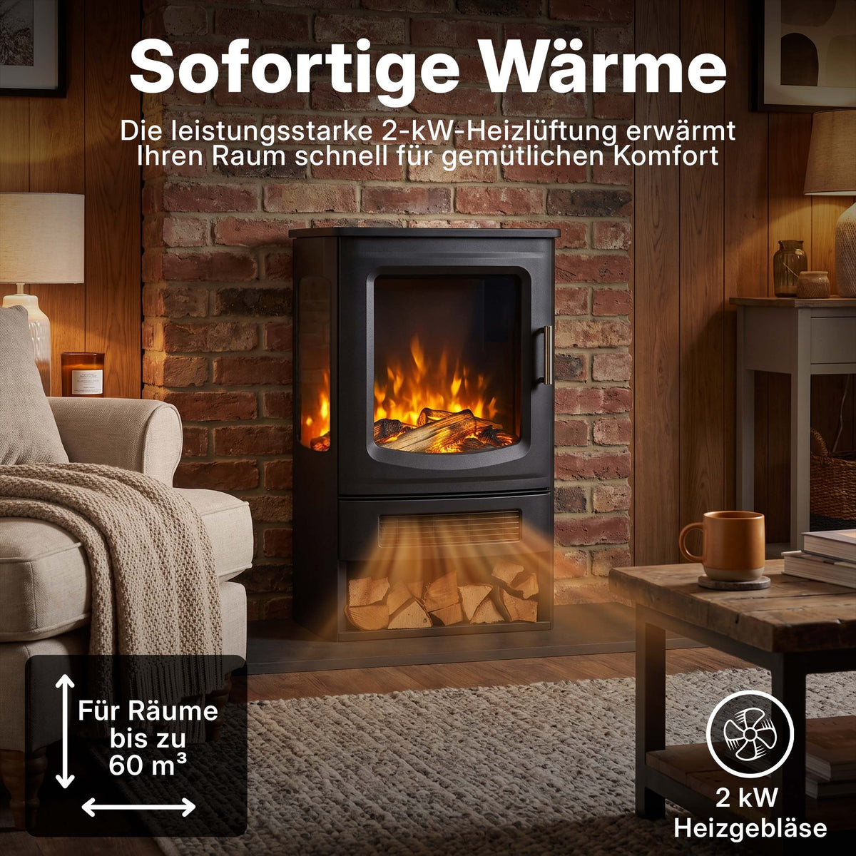 Oakridge Optiflame Freistehender Elektrokamin